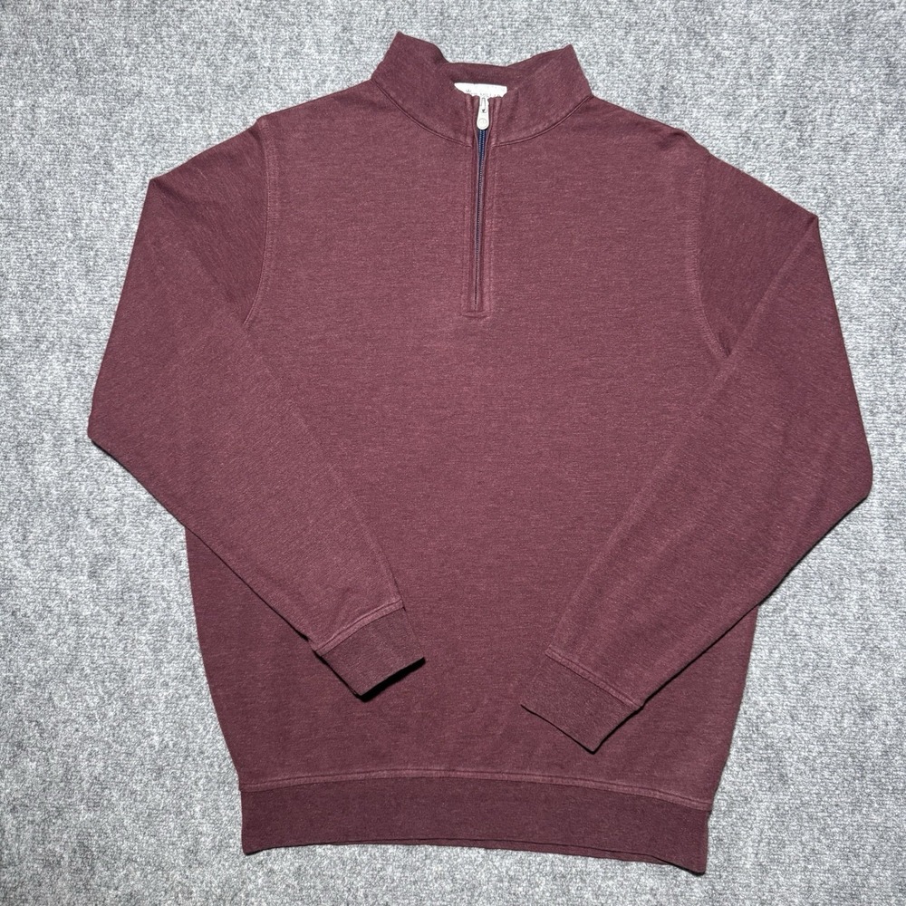 Peter Millar Red Heather Cotton Modal Quarter Zip Pullover Men M Logo MF19K40